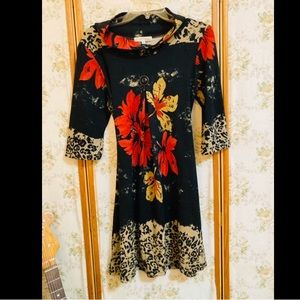 Floral Leopard Novelty Print Dress